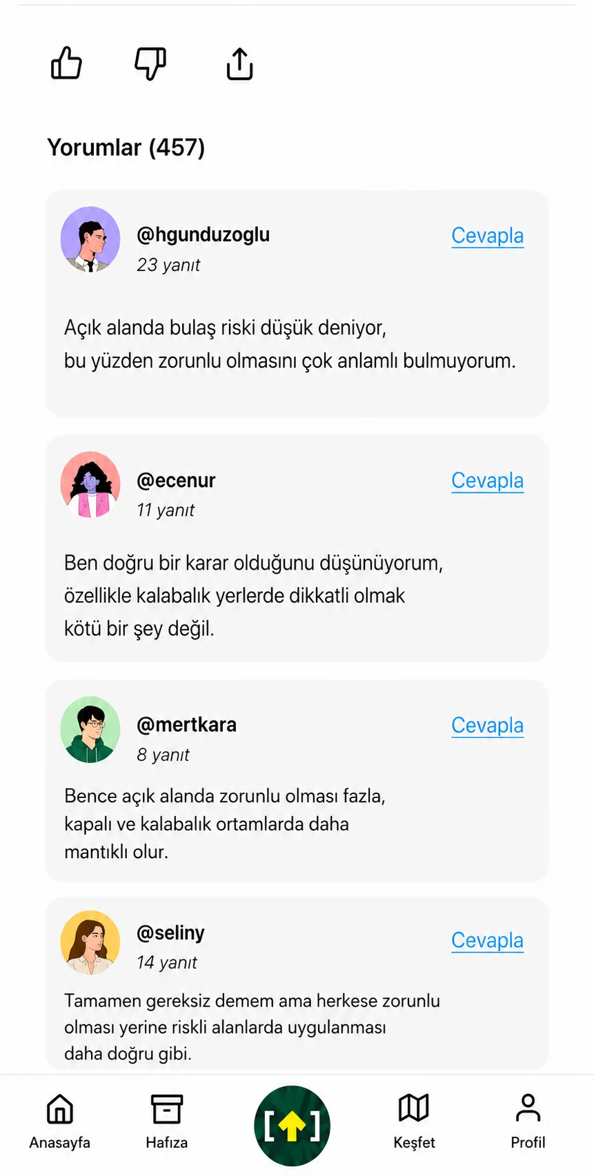 Consensus mobile app showing the discussion below a poll